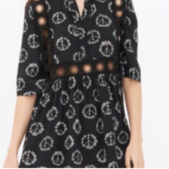 Sandro Paris Black Silk Flower Peace Sign Short Dress - Picture 2 of 8